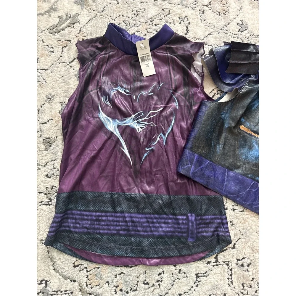 Disney Descendants Mal Costume Kids 7/8 Purple Villain NWT Faux Leather